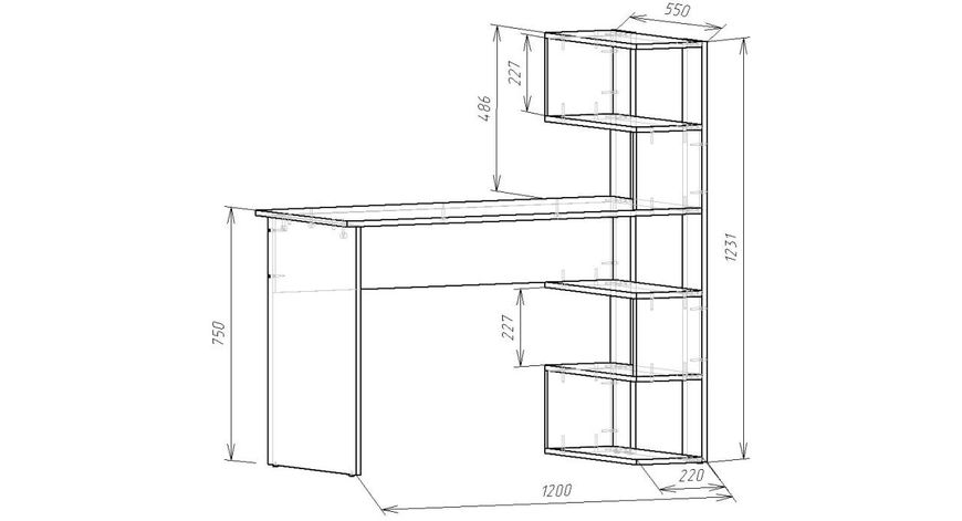 Письмовий стіл Open shelf 750х1200х550 мм Дуб Сонома 458152 фото - купити в MEBLERIA