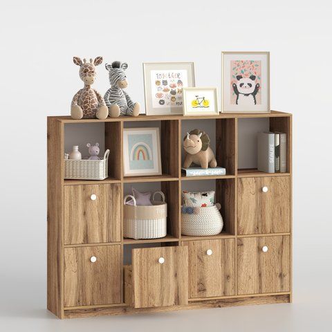 Стеллаж с ящиками в детскую 1264х1601х352 мм Дуб Тахо 458622 фото - купить в MEBLERIA