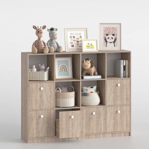 Стеллаж с ящиками в детскую 1264х1601х352 мм Дуб Сонома 458570 фото - купить в MEBLERIA