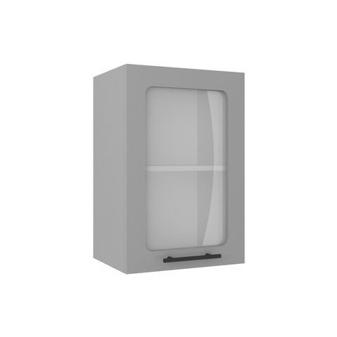 Шафа верхня МК Compact ЛДСП 600х400х300мм ЗІ СКЛОМ Сірий 458211 фото - купити в MEBLERIA