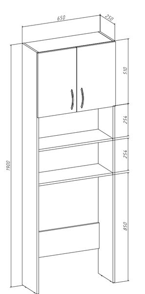 Шафа-пенал під пральну машину ШК-В-1 1900х250х650 мм Дуб Сонома 458367 фото - купити в MEBLERIA