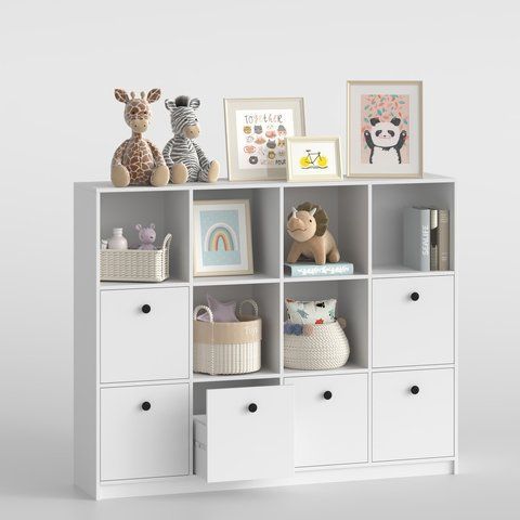 Стеллаж с ящиками в детскую 1264х1601х352 мм Белый 458572 фото - купить в MEBLERIA